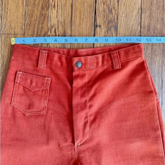 Vintage DITTOS pants jeans high rise 1970's orange twill double yoke Size XS - Picture 6 of 8